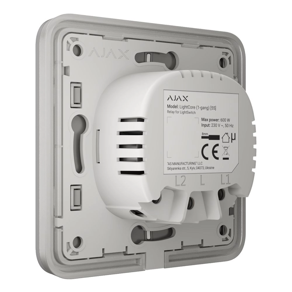Розумний двоклавішний вимикач Ajax LightSwitch (2-gang) Димчастий (Fog)